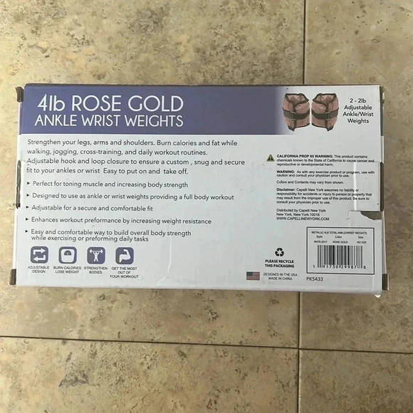 New in Box Rose Gold Ankle Wrist weights 2-2 lbs weights 4 lbs total Slim & Trim - Picture 2 of 2